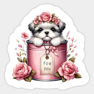 Valentine Shih Tzu Dog For You Sticker